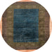 Round Machine Washable Abstract Dark Almond Brown Rug, wshabs1826