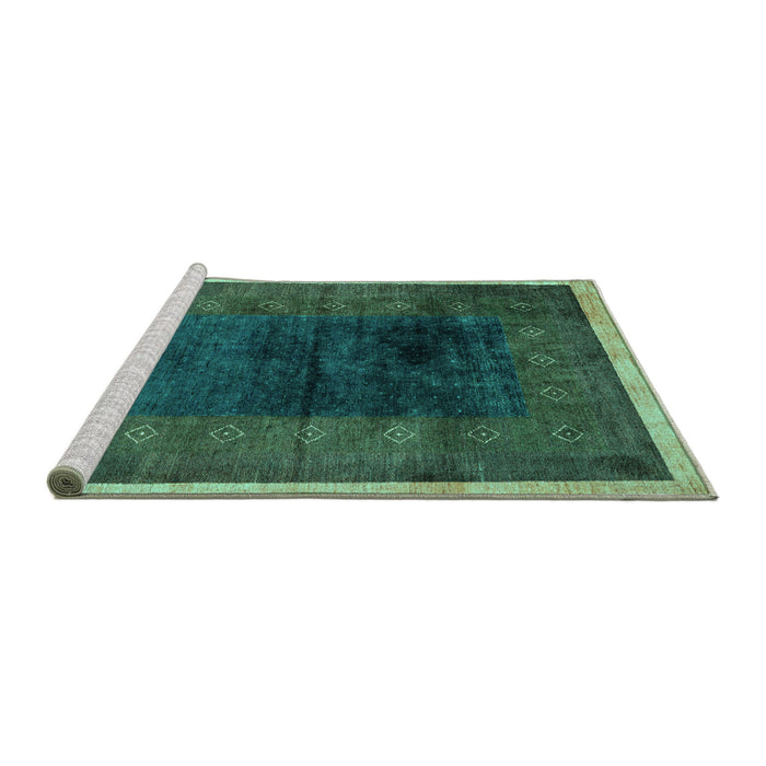 Sideview of Machine Washable Oriental Turquoise Modern Area Rugs, wshabs1826turq