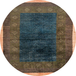 Round Abstract Dark Almond Brown Oriental Rug, abs1826