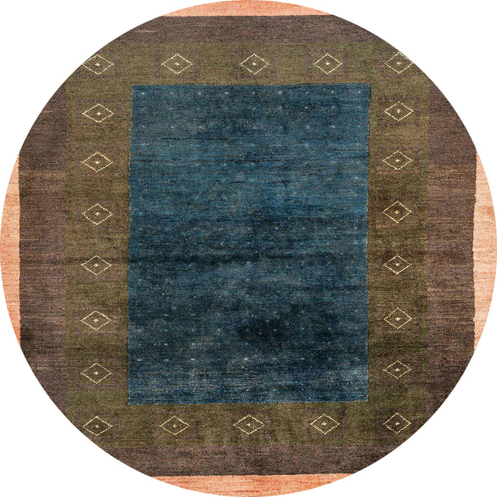 Round Abstract Dark Almond Brown Oriental Rug, abs1826