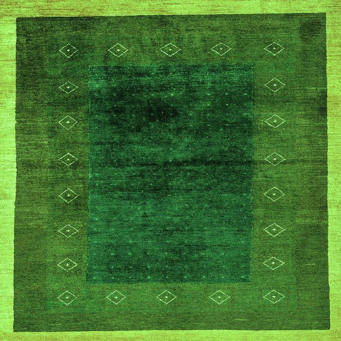 Square Machine Washable Oriental Green Modern Area Rugs, wshabs1826grn