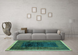 Machine Washable Oriental Turquoise Modern Area Rugs in a Living Room,, wshabs1826turq
