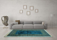 Machine Washable Oriental Light Blue Modern Rug, wshabs1826lblu