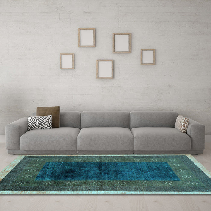 Machine Washable Oriental Light Blue Modern Rug in a Living Room, wshabs1826lblu