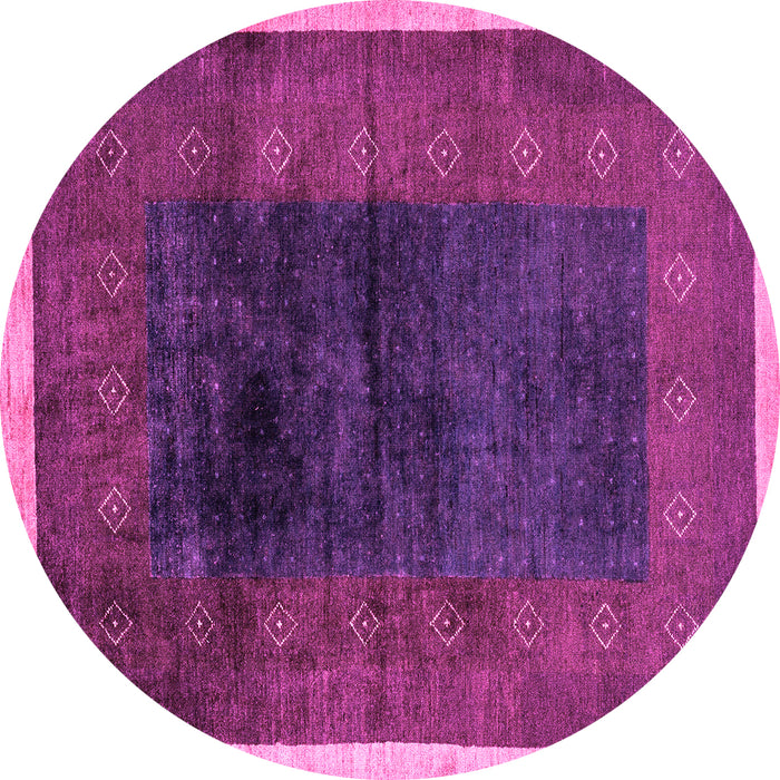 Round Machine Washable Oriental Pink Modern Rug, wshabs1826pnk