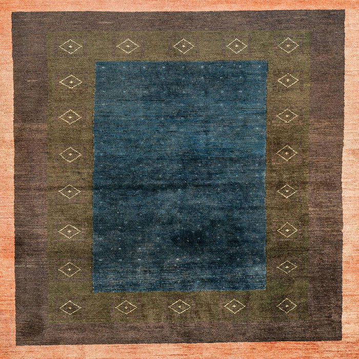 Square Abstract Dark Almond Brown Oriental Rug, abs1826