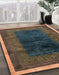 Machine Washable Abstract Dark Almond Brown Rug in a Family Room, wshabs1826