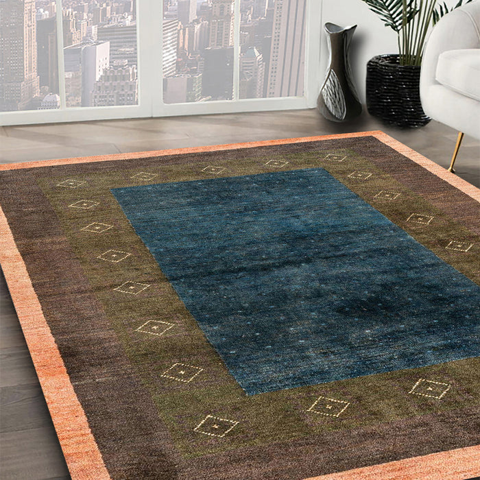 Machine Washable Abstract Dark Almond Brown Rug in a Family Room, wshabs1826