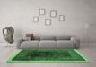 Machine Washable Oriental Emerald Green Modern Area Rugs in a Living Room,, wshabs1826emgrn