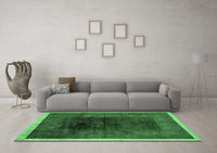 Machine Washable Oriental Emerald Green Modern Rug, wshabs1826emgrn