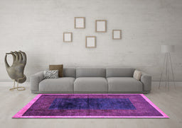 Machine Washable Oriental Purple Modern Area Rugs in a Living Room, wshabs1826pur