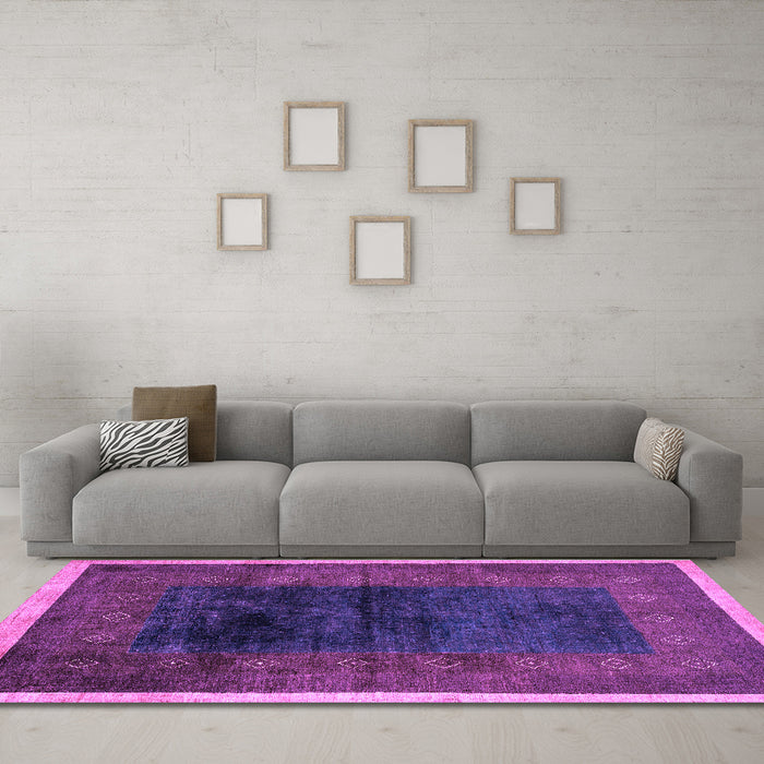 Machine Washable Oriental Purple Modern Area Rugs in a Living Room, wshabs1826pur