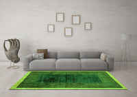 Machine Washable Oriental Green Modern Rug, wshabs1826grn