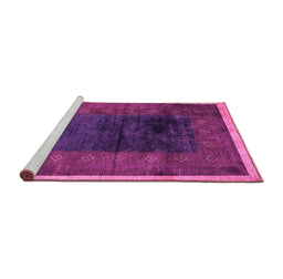 Sideview of Machine Washable Oriental Pink Modern Rug, wshabs1826pnk