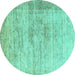 Round Oriental Turquoise Modern Rug, abs1827turq