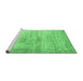 Sideview of Machine Washable Oriental Emerald Green Modern Area Rugs, wshabs1827emgrn