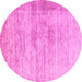 Round Machine Washable Oriental Pink Modern Rug, wshabs1827pnk