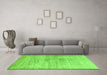 Machine Washable Oriental Green Modern Area Rugs in a Living Room,, wshabs1827grn