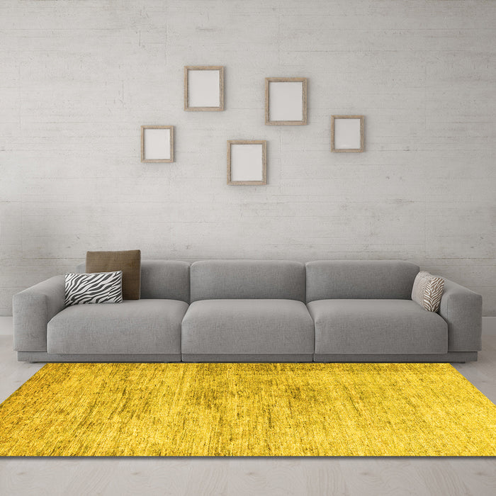 Machine Washable Oriental Yellow Modern Rug in a Living Room, wshabs1827yw
