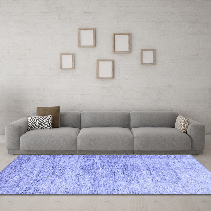 Machine Washable Oriental Blue Modern Rug in a Living Room, wshabs1827blu
