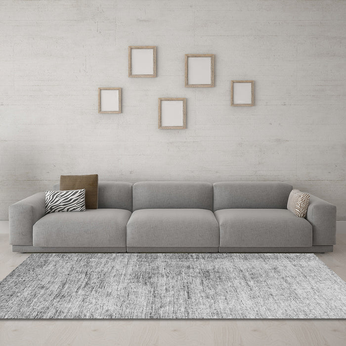 Machine Washable Oriental Gray Modern Rug in a Living Room,, wshabs1827gry