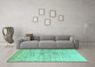 Machine Washable Oriental Turquoise Modern Area Rugs in a Living Room,, wshabs1827turq