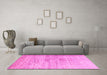 Machine Washable Oriental Pink Modern Rug in a Living Room, wshabs1827pnk