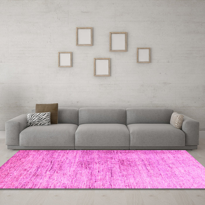 Machine Washable Oriental Pink Modern Rug in a Living Room, wshabs1827pnk