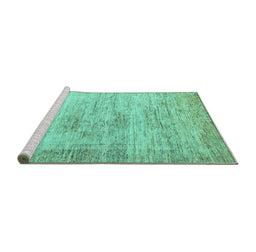 Sideview of Machine Washable Oriental Turquoise Modern Area Rugs, wshabs1827turq