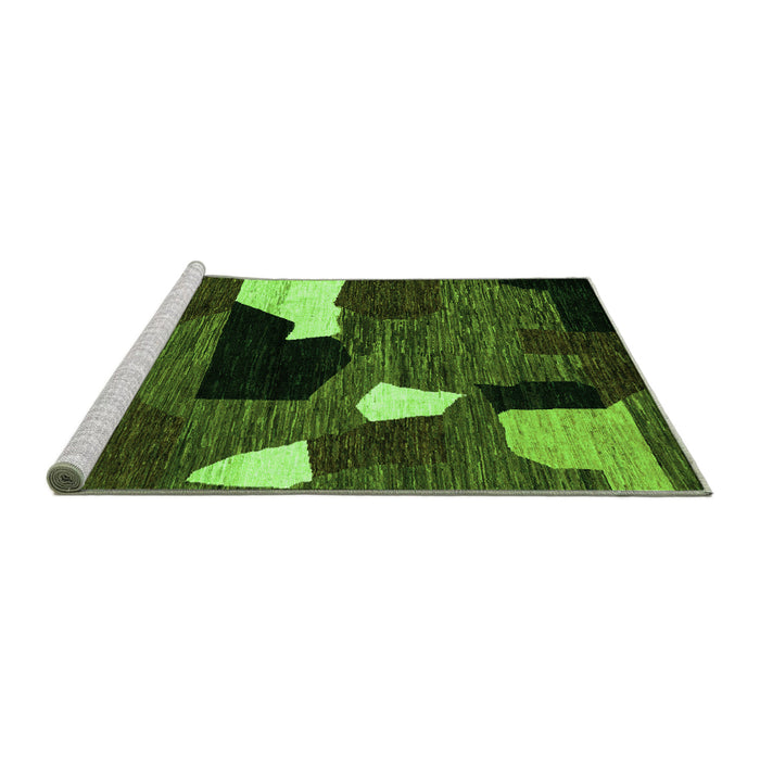Sideview of Machine Washable Oriental Green Modern Area Rugs, wshabs1828grn