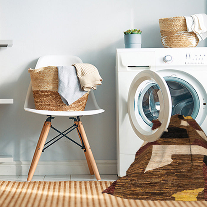 Machine Washable Abstract Night Red Rug in a Washing Machine, wshabs1828