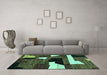 Machine Washable Oriental Turquoise Modern Area Rugs in a Living Room,, wshabs1828turq