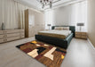 Machine Washable Abstract Night Red Rug in a Bedroom, wshabs1828