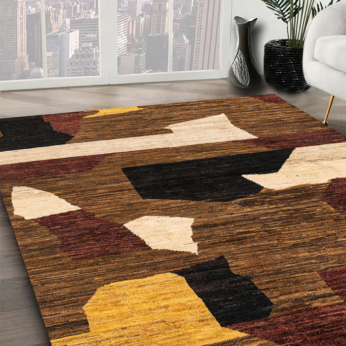 Machine Washable Abstract Night Red Rug in a Family Room, wshabs1828