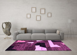 Machine Washable Oriental Purple Modern Area Rugs in a Living Room, wshabs1828pur