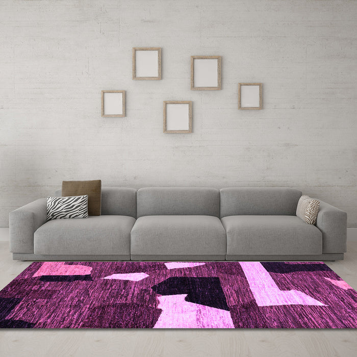 Machine Washable Oriental Purple Modern Area Rugs in a Living Room, wshabs1828pur