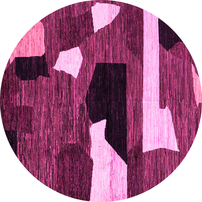 Round Machine Washable Oriental Pink Modern Rug, wshabs1828pnk