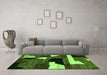 Machine Washable Oriental Green Modern Area Rugs in a Living Room,, wshabs1828grn