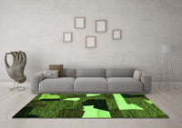 Machine Washable Oriental Green Modern Rug, wshabs1828grn