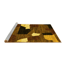 Sideview of Machine Washable Oriental Yellow Modern Rug, wshabs1828yw