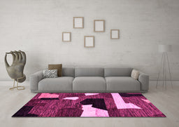 Machine Washable Oriental Pink Modern Rug in a Living Room, wshabs1828pnk