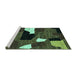 Sideview of Machine Washable Oriental Turquoise Modern Area Rugs, wshabs1828turq