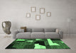 Machine Washable Oriental Emerald Green Modern Area Rugs in a Living Room,, wshabs1828emgrn