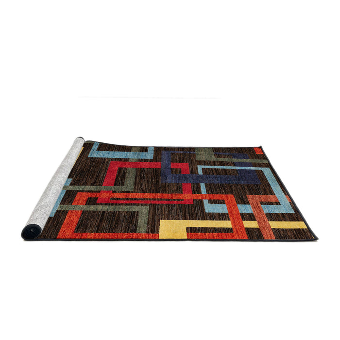 Sideview of Machine Washable Abstract Red Rug, wshabs1829