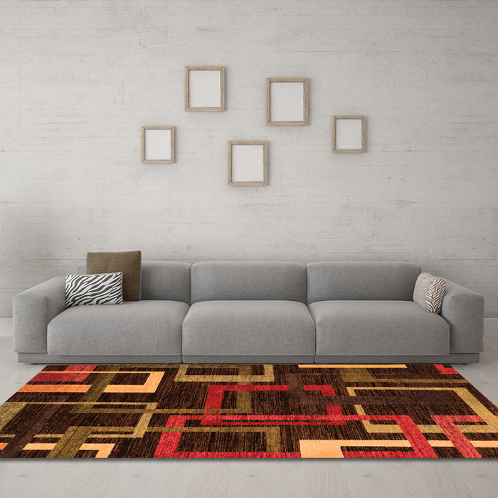 Machine Washable Oriental Orange Modern Area Rugs in a Living Room, wshabs1829org