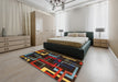 Machine Washable Abstract Red Rug in a Bedroom, wshabs1829