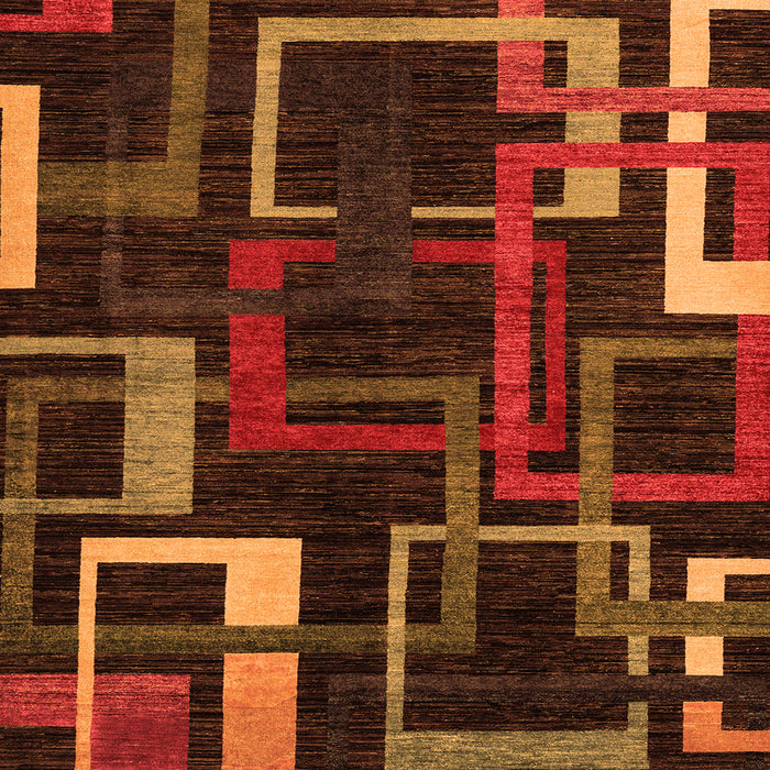 Square Machine Washable Oriental Orange Modern Area Rugs, wshabs1829org