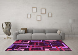 Machine Washable Oriental Pink Modern Rug in a Living Room, wshabs1829pnk