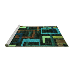 Sideview of Machine Washable Oriental Turquoise Modern Area Rugs, wshabs1829turq