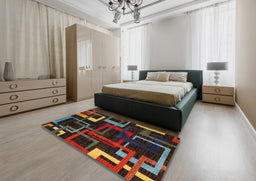 Abstract Red Oriental Rug in a Bedroom, abs1829